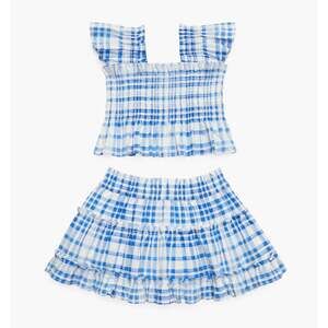 Hill House Home The Tiny Paz Set - Blue Watercolor Gingham Size 6/7YBlue Waterco